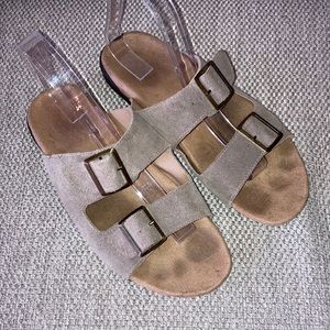J SPORT Carina Tan Suede Slip On Buckle Womens Slide Sandals Size 9 M